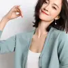 Atacado Transfronteiriço Malha Nova Estilo Primavera e Outono Cardigã Gola V Feminino Estilo Coreano Cor Sólida Solto Curto Outerwear Jaqueta Pequena