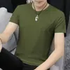 Camiseta de Manga Corta de Verano para Hombre, Talla Grande, Camiseta Básica Blanca Pura, Top Sencillo, Cuello Redondo Delgado, Camiseta Versátil para Hombre