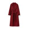 Casaco de Caxemira Vermelho Novo Ankela Jaqueta de Lã Dupla Face Estilo Longo Lã de Ovelha Roupa de Lã Elegante Feminina Outono/Inverno 2026