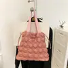 Jaqueta de Algodão com Penas Coreana Bolsa Feminina Bolsa Bolha Acolchoada Bolsa Tote de Grande Capacidade Bolsa Nuvem Pregueada Bolsa de Ombro Versátil