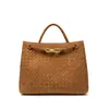 Bolso Tejido Vintage Hecho a Mano Transfronterizo de Comercio Exterior, Versátil para el Trabajo Diario, Bolso de Mano de Gran Capacidad, Bolso Cruzado Casual de Gamuza para Hombro