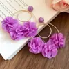 Pendientes Colgantes de Flor de Chifón de Rafia Aguja de Plata, Pendientes Frescos y Dulces Estilo Festivo, Pendientes de Gama Alta Nicho al por Mayor