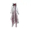 Acessório de cabeça de Halloween rosa caveira grampo de cabelo de tule para mulheres presilha lateral para cabelo acessório de festa cosplay decoração de mão de caveira