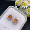 Aretes Fanta Naturales de Alta Claridad, Color Ardiente, Lujosamente Incrustados con Piedras Sueltas de 6*7mm Plata 925 Incrustada