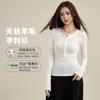 Camisa Henley de Lana de Moda Manga Larga Ajustada para Mujer Otoño 2026 Nueva Prenda Superior Ceñida Capa Base