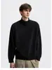 Suéter asimétrico para hombre con cuello de doble capa, gris, engrosado, estilo jersey, tejido de cuello alto, nueva colección otoño/invierno