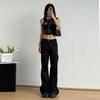 Calças de Trabalho Femininas Pretas, Calças Casuais de Perna Reta de Cintura Alta Slim-Fit Flare, Calças Finas, Essenciais para o Ambiente de Trabalho