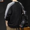 Suéter de marca de moda pesada para hombre, ropa de otoño e invierno con cuello redondo para hombre, otoño 2024, nueva camiseta de manga larga a rayas de talla grande