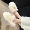 Pantuflas de felpa de suela gruesa Arc de Triomphe para mujer 2023 nuevo dormitorio de estudiante se puede usar afuera otoño e invierno pantuflas de algodón de felpa que aumentan la altura