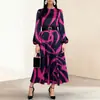 Nuevo vestido casual de manga larga de talla grande, suelto, de estilo europeo y americano, transfronterizo, para mujer, vestido midi estampado elegante y a la moda