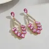 Pendientes Ovalados de Gota de Agua con Incrustaciones de Diamante y Aguja de Plata Transfronterizos Europeos y Americanos Pendientes de Estilo Francés de Lujo Ligero Pendiente de Lujo Ligero con Sentido de Gama Alta Accesorios para Mujer