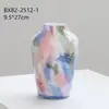 Jarrón de Vidrio Artístico Acuarela Clásica, Lujo Accesible y Flores Levantadas con Esmalte Francés de Gama Alta, Adornos de Decoración para Sala de Estar
