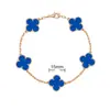 Pulsera de Trébol de Cuatro Hojas y Cinco Flores CNC Oro V Delgado Flor Nueva Edición Artesanía Fina Cadena Gruesa de Nueve Secciones Pulsera de Trébol de Cuatro Hojas de Nácar Blanco Natural