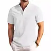 Amazon Transfronterizo Camisa Henley Retro de Algodón y Lino para Hombre Casual Ajuste Holgado Deportiva Cuello Mao Botón Manga Corta