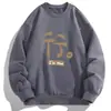 Sudadera Redonda de Moda para Hombre Nueva Colección Primavera y Otoño 2025 Estilo Americano Holgada Estilo Hong Kong Casual Versátil Sudadera para Hombre