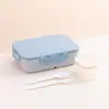 Caixa de Almoço Plástica Tipo Concha Compartimentada Caixa de Almoço Estudante Caixa de Almoço para Trabalhador de Escritório Caixinha Bento para Micro-ondas com Talheres Atacado