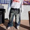 Comercio Exterior AliExpress Y2K Retro Americano Hip Hop Calle Lavado Estampado de Letras Jeans Hombre Transfronterizo Rusia