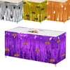 Nuevas Pegatinas DIY de Halloween Cortina de Lluvia de Seda Falda de Mesa Decoración de Mesa de Comedor Decoración de Mesa de Fiesta Cortina de Mesa con Borlas de Araña y Murciélago