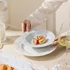 Juego de Plato y Tazón de Cerámica, Plato de Cena, Vajilla, Plato, Tazón de Arroz, Tazón para Pescado, Relieve Estilo Francés, Regalo de Inauguración, Fresa