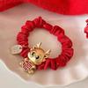 Diadema festiva roja de Año Nuevo para mujer, liga para el cabello, banda de goma de alta elasticidad duradera, banda de goma para el cabello del año de nacimiento del zodiaco Dragón 2024