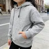 Nova Moletom com Capuz Casual Solto Estilo College Algodão Cor Sólida Infantil Pai-Filho Popular Logo Estampado Tendência