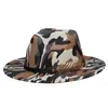 Sombrero de Jazz Estilo Europeo y Americano Británico, Fedora de Lana con Graffiti de Colores y Cinta, Sombrero de Ala Ancha para Hombres y Mujeres, Sombrero Versátil de Ala Ancha