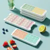 Forma de Gelo de Silicone Bandeja de Gelo Caixa de Armazenamento de Cubos de Gelo Doméstica de Grau Alimentício com Tampa Fabricante Caseiro de Cubos de Gelo