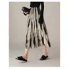 Nova Moda Primavera 2024 Saia Plissada Estampada Linha A de Cintura Alta Slim para Mulheres com Cintura Elástica, Visual Versátil e Emagrecedor