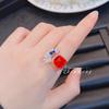 Gaoding Joyería Diamante Imitación Papalachafunda Anillo Floración Ramas Torre de Azúcar Más Lindo Azul Real Anillo Femenino Vivo