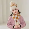 Gorro para Niños Otoño e Invierno Ciervo Peluche Bufanda Cálida Juego de Dos Piezas para Niños y Niñas Gorras de Estudiante Gorros de Lana Gorros de Punto