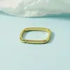 Novo Anel Quadrado Simples e Estiloso de Ouro 22K com Diamante, Anel de Diamante, Banhado a Ouro 18K Anel Quadrado Geométrico e Redondo