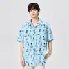 Camisa de Manga Corta con Solapa Estilo Nuevo 2026 Verano para Hombre Holgada Outdoor Vacaciones Playa Casual Camisa Top