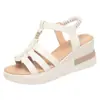 Sandálias Romanas Estilo Novo 2026 para Mulheres, Estilo Popular de Verão, Fáceis de Calçar, Confortáveis, Design Trançado Vazado, Tira Única, Sola Macia, Sandálias com Salto Anabela