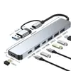 Estación de Acoplamiento USB+Tipo-C de Ocho en Uno Transfronteriza con Lector de Tarjetas SD/TF y Concentrador Multi-Interfaz para Computadoras
