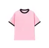 Algodão Puro Solto Gola Redonda Manga Curta Masculino Cor Contrastante Tendência Versátil Confortável Tops Roupa de Grupo Camisetas com Logos Personalizados