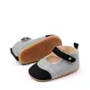 Novo Estilo Sapatos de Pré-Caminhada Simples Color Block com Solado de Borracha e Velcro para Bebês de 0 a 1 Ano, Sapatos Antiderrapantes com Velcro
