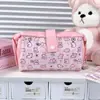 Estuche para Lápices Grande de Gato Estilo Little Red Book, Caja de Papelería Portátil Linda con Corazón de Niña, Bolsa de Almacenamiento para Cosméticos