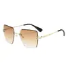 Gafas de Sol Sin Marco de Borde Cortado Transfronterizas para Mujer, Gafas Cuadradas de Moda Bicolor, Protección Solar, Versátiles, Gafas de Sol de Gama Alta al por Mayor