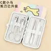 Cortauñas creativas de dibujos animados rojos de Internet de 7 piezas fabricantes herramientas portátiles de manicura para uñas set de cortauñas para el hogar