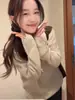 Em Estoque Outono 2025 Novo Estilo Coreano Dongdaemun Mo*Oha Teng Irmã Gola Redonda Suéter de Malha de Manga Longa