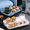 Bandeja de drenaje para taza de agua, bandeja de doble capa para sala de estar, bandeja rectangular para té, bandeja para frutas, plato de cena creativo de plástico