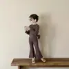 Traje de Manga Larga para Niñas 2025 Primavera Nuevo Estilo Coreano Traje de Leopardo para Niñas Traje de Dos Piezas de Manga Larga para Niños Ropa para Niños