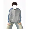 Nueva Sudadera Chaqueta Rayada Retro de Moda para Hombre, Temperamento, Moda, Tendencia, Versátil, para Viajar, Cárdigan, Top de Manga Larga