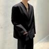 Pu Shuai hombrera sin cuello traje prohibido cuello en V diseño para hombre contorno grande simple chaqueta de traje de alta calidad