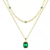 Collar Cuadrado de Circonita Europeo y Americano, Cadena de Clavícula Multicapa de Cobre, Accesorio Sencillo para el Día a Día para Mujeres 2025
