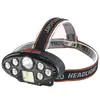 Linterna frontal LED de alto brillo, luz exterior ultra brillante de largo alcance para pesca, linterna frontal con sensor USB recargable multi-núcleo ajustable para camping