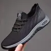 Sapatos Masculinos Transfronteiriços, Sapatos de Pai, Sapatos Finos Respiráveis de Malha Fly-Knit para Meia-Idade e Idosos, Sapatos de Caminhada Masculinos Leves Modernos com Cadarço