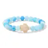 Venta Caliente de Amazon Pulsera Elástica de Piedra Natural Turquesa de 8MM Pulsera para Hombre de Piedra Volcánica Ojo de Tigre Amarillo Venta al por Mayor