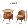 Silla de Mimbre Tejido de Mimbre para el Hogar Balcón Sala de Estar Mesa de Café Silla Pequeña Silla con Respaldo Tatami Juego de Tres Piezas Redondo Tejido Individual