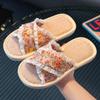 Chinelo de Linho Novo Estilo para Mulheres e Crianças Estilo Coreano 2023 Resistente ao Desgaste Antiderrapante Absorvente de Suor Respirável Algodão e Linho Sandálias para Uso Doméstico